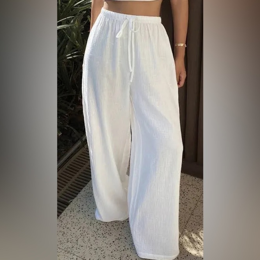C&C California White Wide-Leg cover up Pants